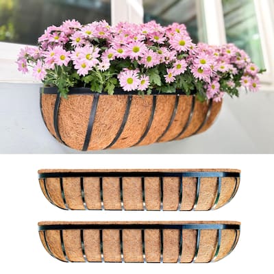 LaLaGreen Deck Railing Planter Box - 2 Pack, 36 Inch Large Wall Planters for Outdoor Plants, Window Flower Boxes Attach House