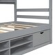 preview thumbnail 50 of 116, Bedroom House Bed with Roof Frame Bedside-shelves and Under Bed Storage Unit
