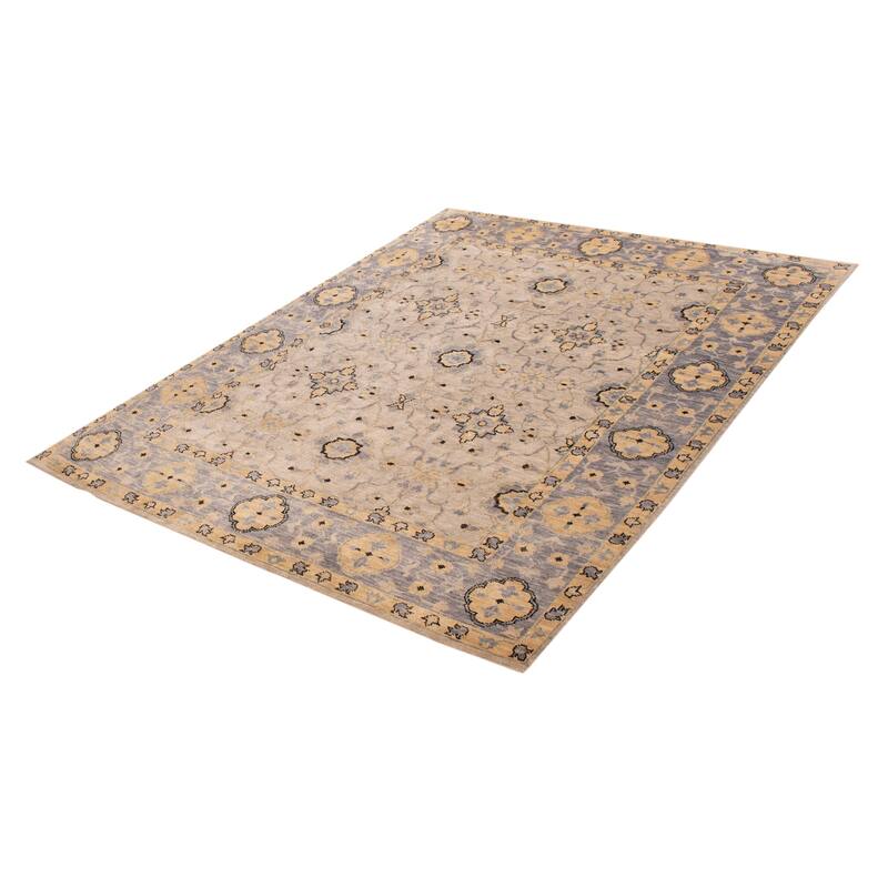 ECARPETGALLERY Hand-knotted Modern Oushak Light Grey Wool Rug - 7' 10" x 10'