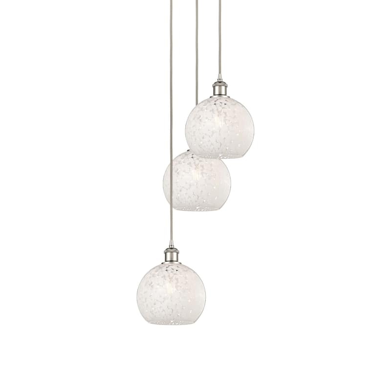 Innovations Lighting 113B-3P-36-15 White Mouchette Pendant White - Polished Nickel