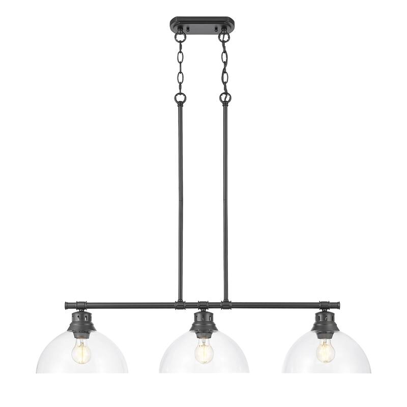 Yep by Golden Lighting Duncan 3-light Island Light in Matte Black and Clear Glass