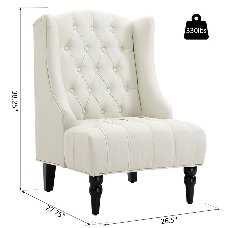 Copper Grove Erin Tufted Linen Upholstered Tall Wingback Accent Chair