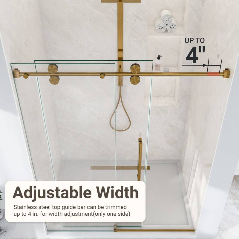 GDFStudio - Modern America Design Frameless Single Sliding Shower Door with 5/16" SGCC Tempered Glass & Stainless Steel Hardware