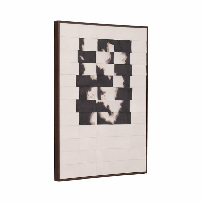 Canvas Art Wood Frame Abstract Design Modern Wall Decor - 40" Ivory