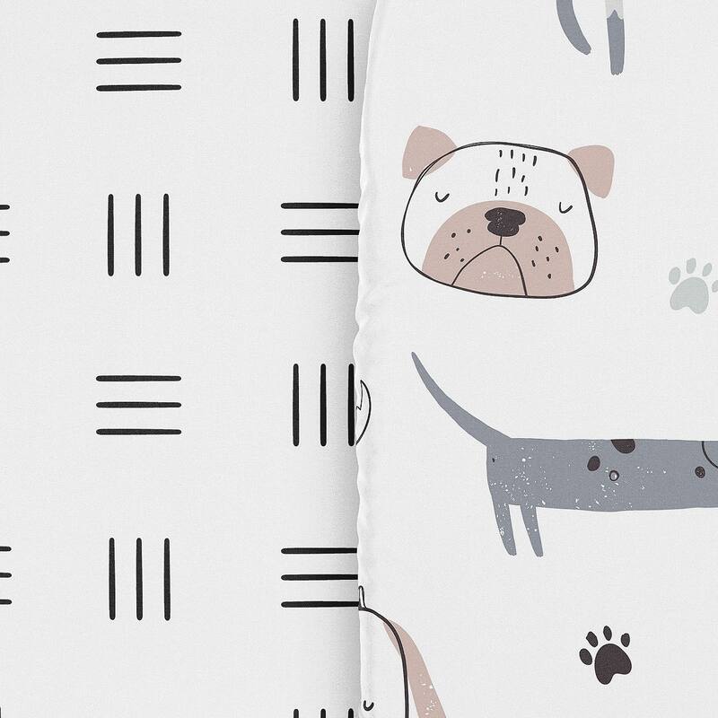 Sweet Jojo Designs Dog Boy, Girl, Unisex/Gender Neutral 2 Pack Baby Bassinet Fitted Sheets - Black & White Hatch & Modern, Puppy