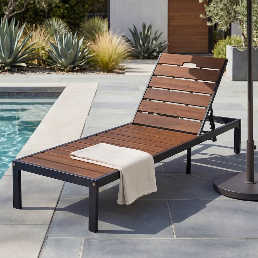 Outdoor Chaise Lounges Pool Lounge Chairs Outdoor Daybed Recliner with Adjustable Backrest for Patio, Poolside or Beach