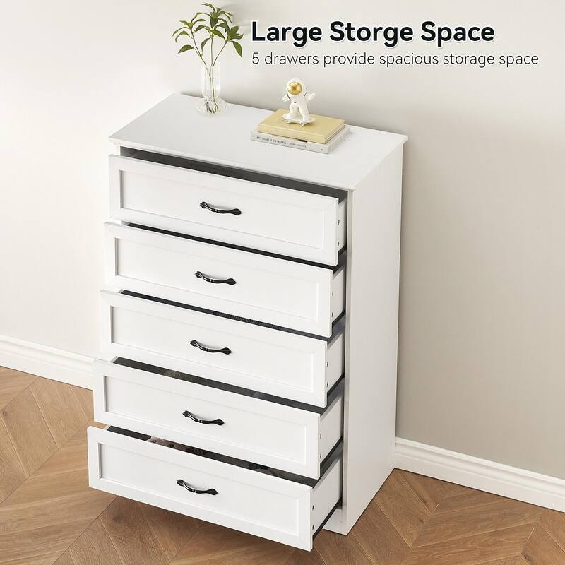 5/6 Drawer Dresser, Modern Wood Storage Chest Organizer for Clothes, Bedroom