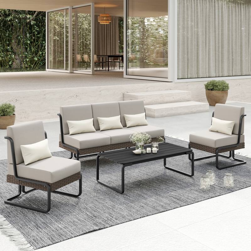 Corvus Akrotiri 4-piece Outdoor Wicker Conversation Set