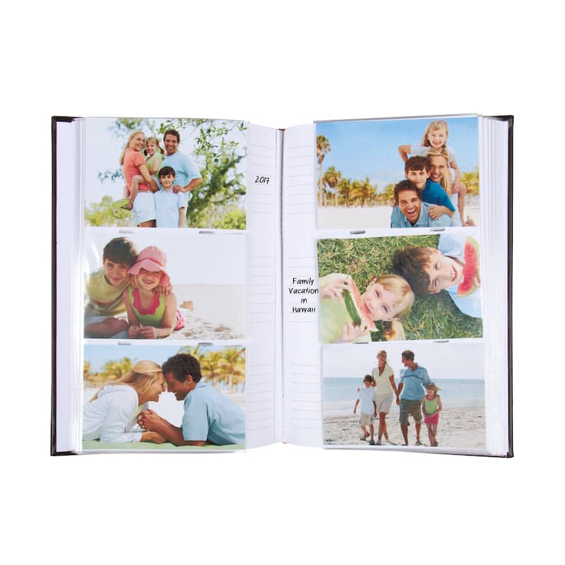 DesignOvation Debossed Black Faux Leather Photo Album (Pack of 4)