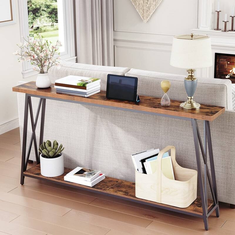 Console Table, 63" Industrial Entryway Table