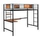 preview thumbnail 4 of 10, Twin Metal Loft Bed with Desk and Shelve