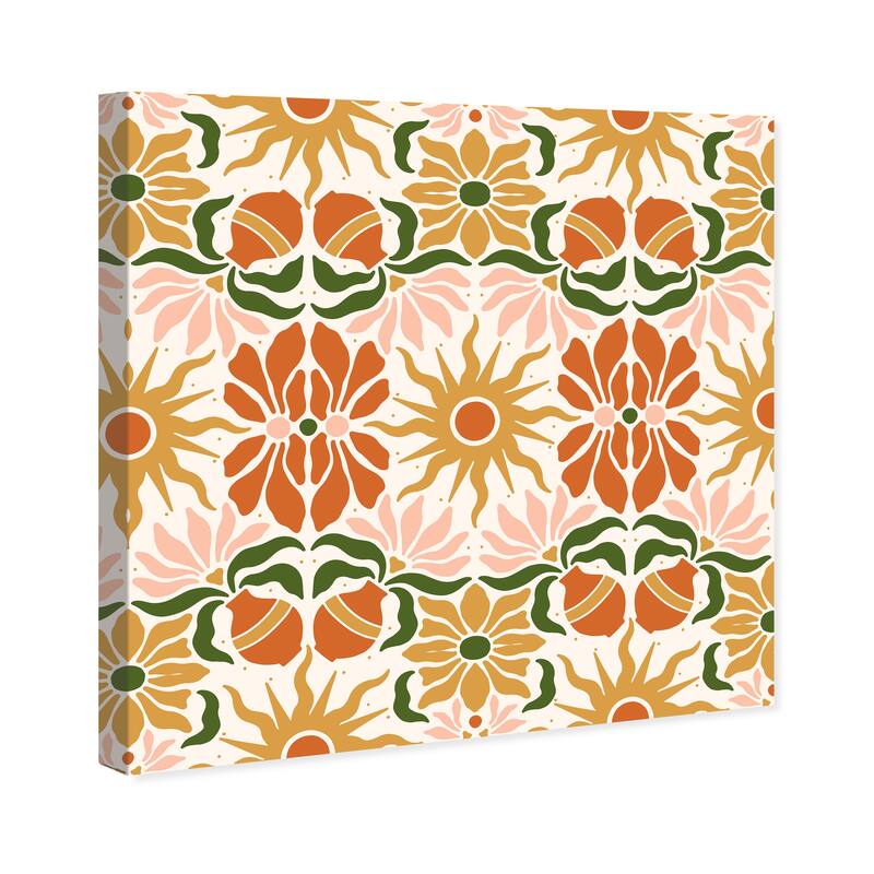 Wynwood Studio Canvas Abstract Vines and Sun Pattern Orange and Dark Orange Modern & Contemporary Wall Art Canvas Print