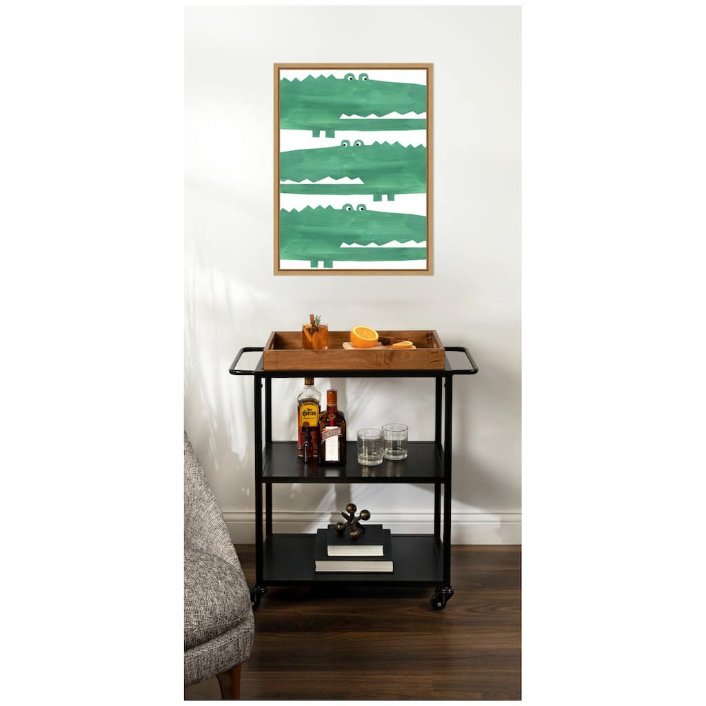 Kate and Laurel Chomp Chomp Crocodile by Alicia Abla Framed Canvas Wall Art Print