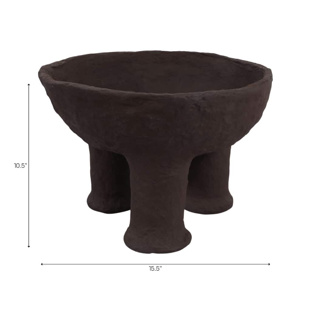 Pottery Paper Mache Decorative Bowl Unique Elevated Design Accent