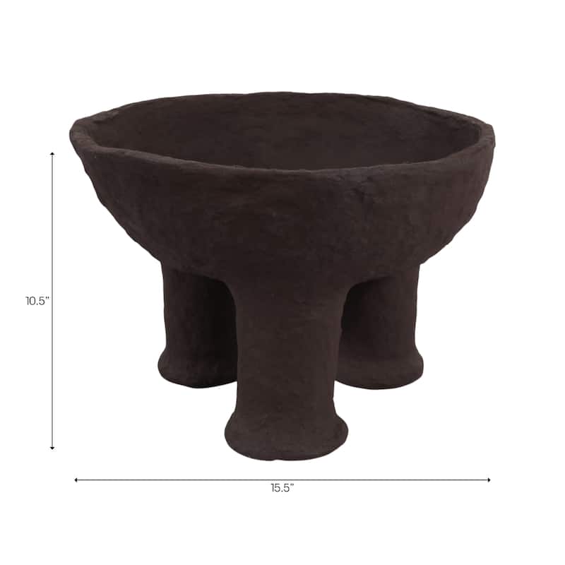 Pottery Paper Mache Decorative Bowl Unique Elevated Design Accent - Brown - 15.5"
