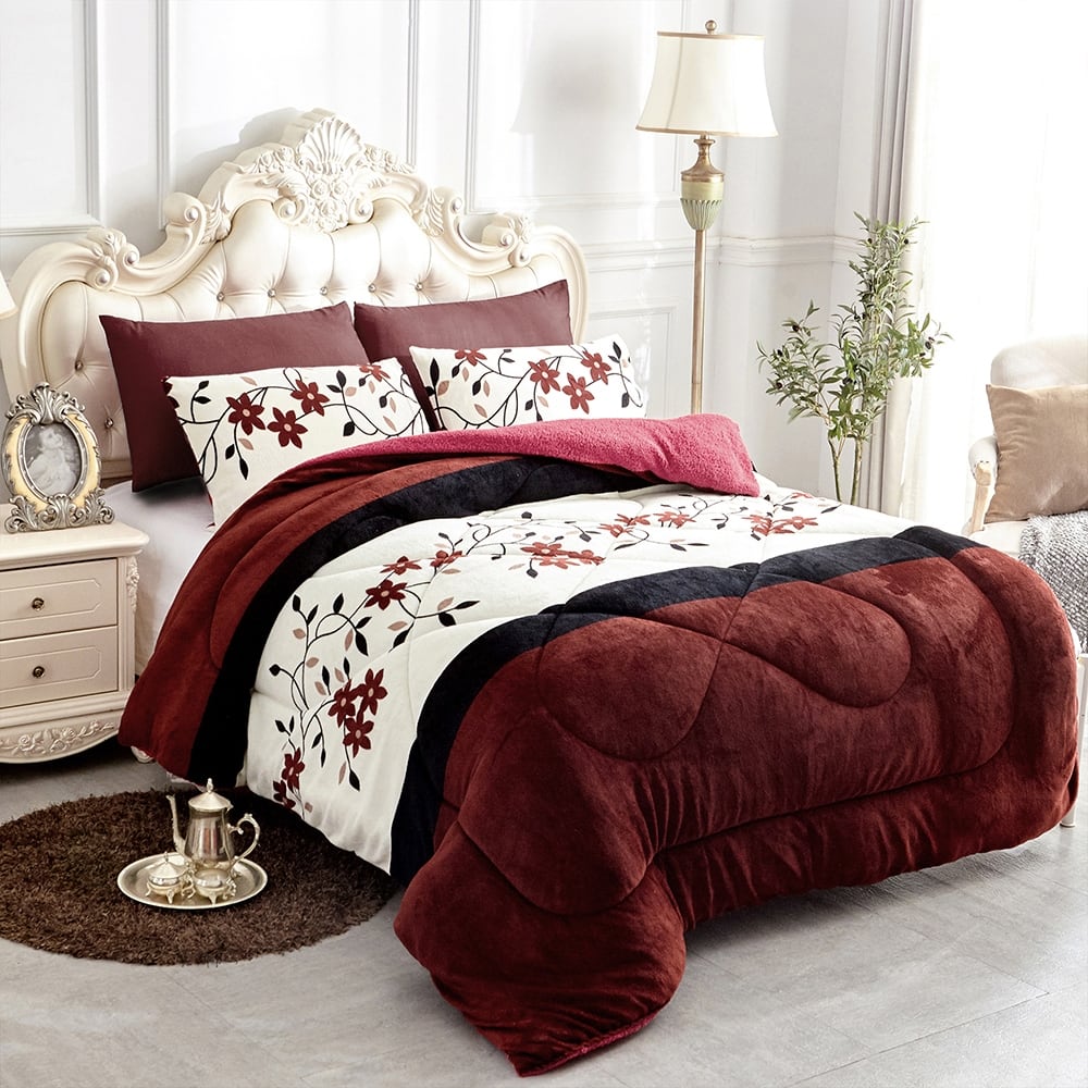 3 piece Fleece/ Sherpa Comforter Set