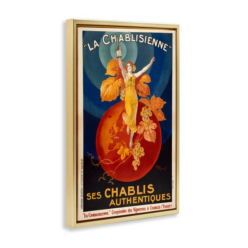 Stupell Vintage Champagne Advertisement Framed Floater Canvas Wall Art Design By Marcus Jules