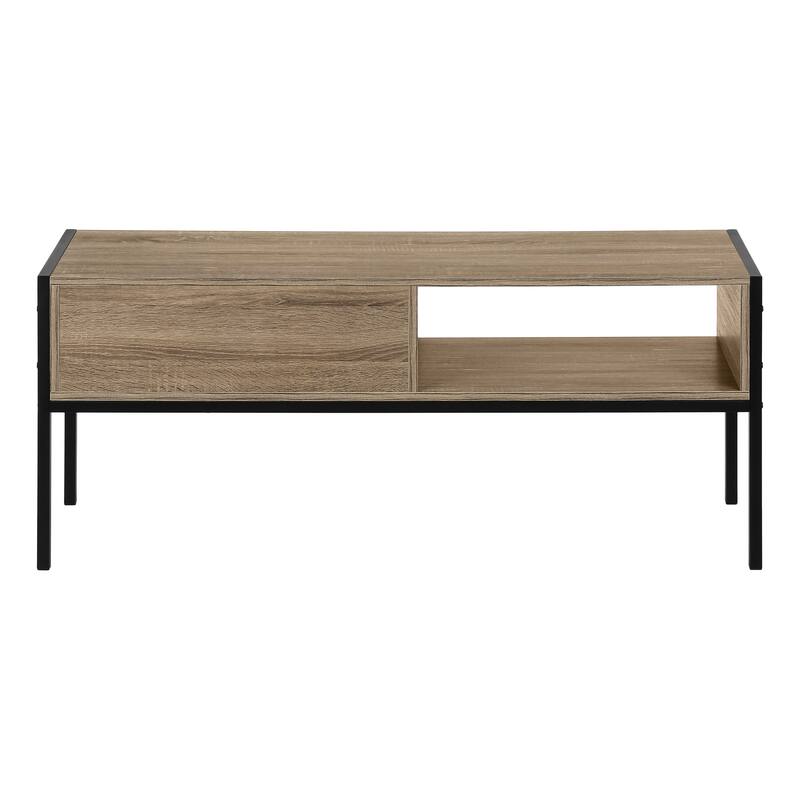 Contemporary 48-Inch TV Stand with Storage Drawer and Cable Management, Grey Laminate, Black Metal Frame