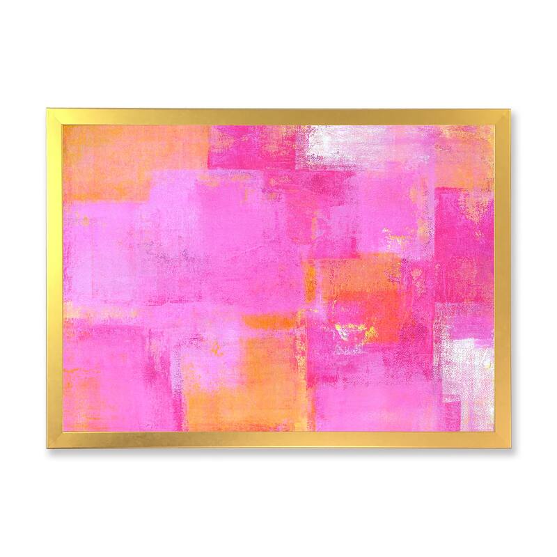 Designart "Pink And Orange Colorfields II" Modern Framed Art Print