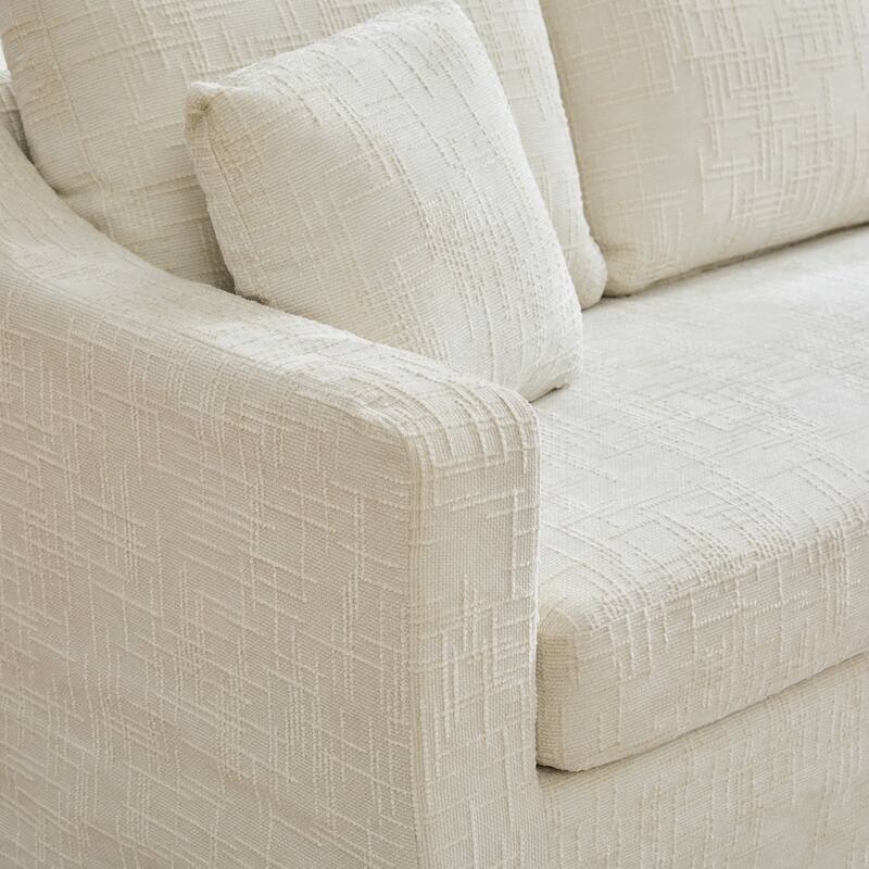 Oversized Chenille Upholstered 3 Seater Sofa, Deep Seat Sofa with Pillows, Lounge Sofa with Removable Upholstery Cover
