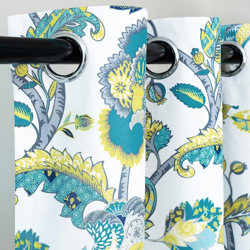 DriftAway Layla Classic America Style Floral Leaves Window Curtain Grommet