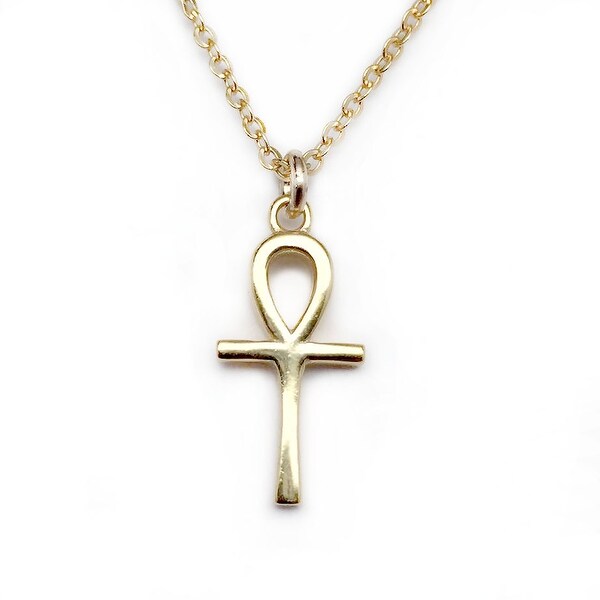 Julieta Jewelry Ankh Cross Gold Charm 16" Necklace