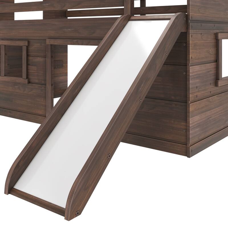 Max and Lily Farmhouse Twin Low Loft with Slide