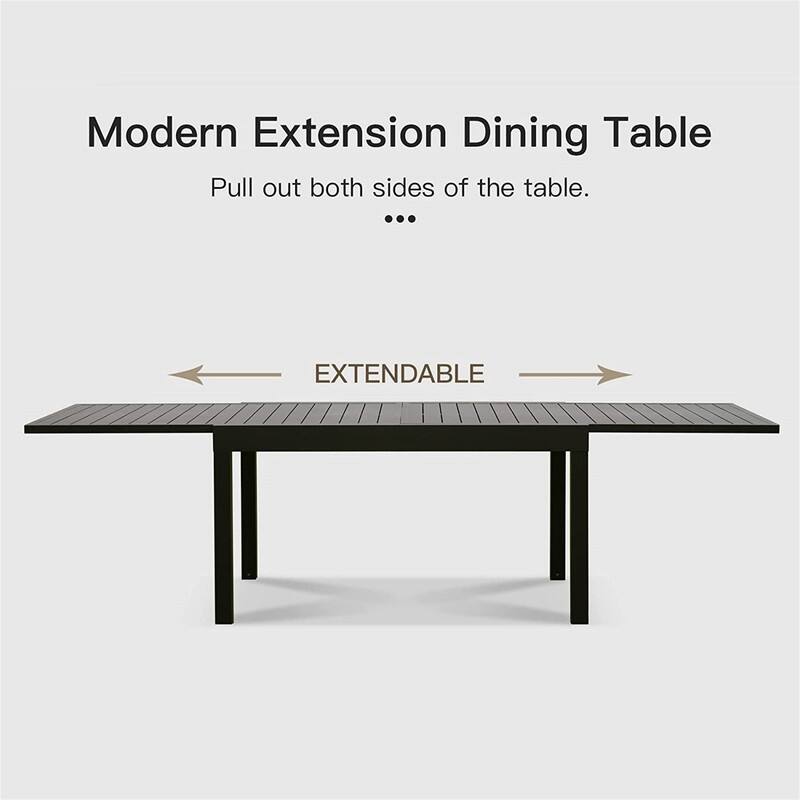 Large Extendable Aluminum Patio Dining Table for 6-8 Person
