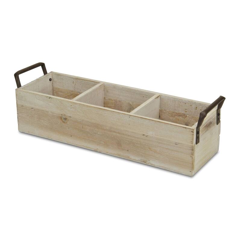 Brown Wooden 3 Slot Storage Caddy