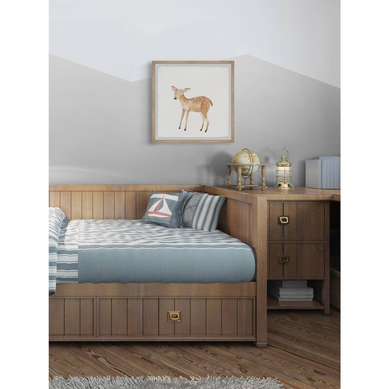 Floral Fawn Framed Wall Art, Floral Delight - A Blooming Accent for Your Living Space