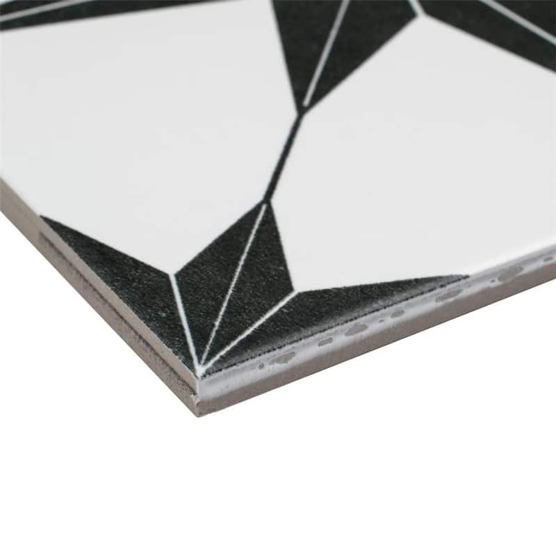 Merola Tile Stella Nero 9-3/4" x 9-3/4" Porcelain Floor and Wall Tile