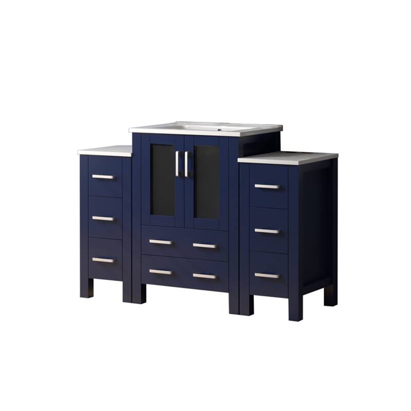 Volez Bath Vanity with Side Cabinets, Ceramic Top & Sink