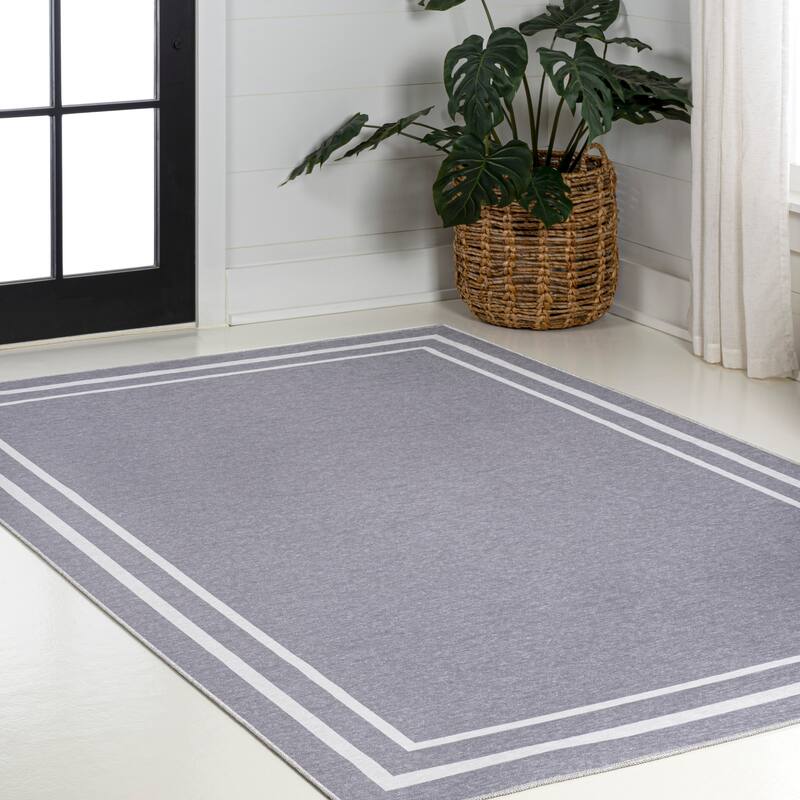 JONATHAN Y Ainsley Classic 2-Stripe Border Washable Area Rug