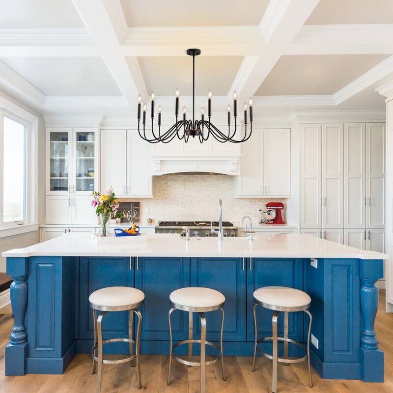 Candle Chandelier Dimmable Classic/ Traditional Chandelier Black Chandeliers For Dining Room - 12-Light