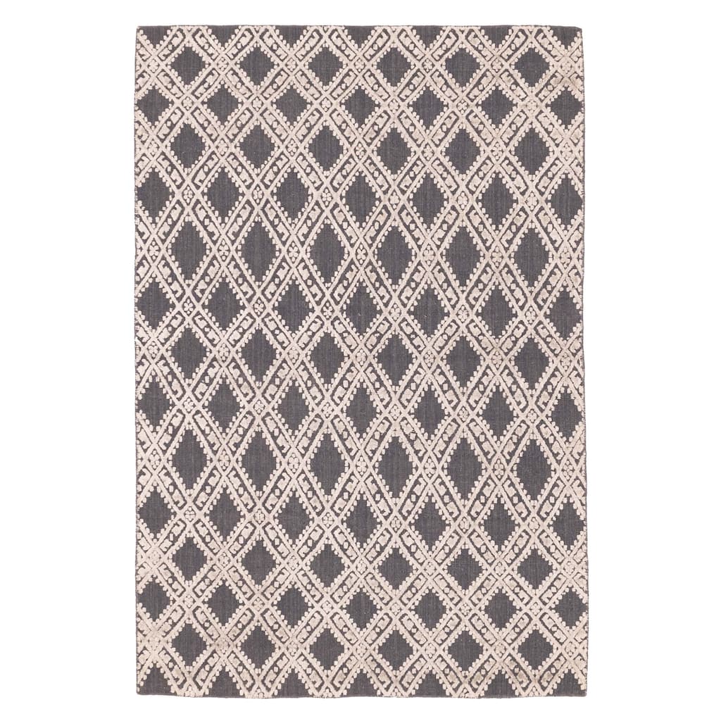 ECARPETGALLERY Hand Loomed Elysian Light Grey Viscose, Wool Rug - 5'3 x 7'9