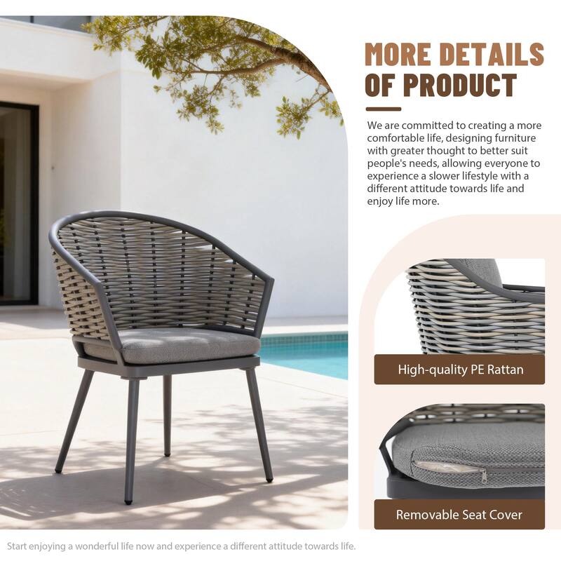 9-Piece Aluminum Outdoor Dining Set with PE Rattan Chairs