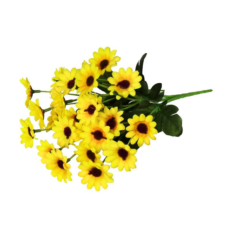 Set of 8 Yellow Artificial Delicate Mini Daisy Flower Stem Bush Bouquet 13in - 13" L x 6" W x 6" DP