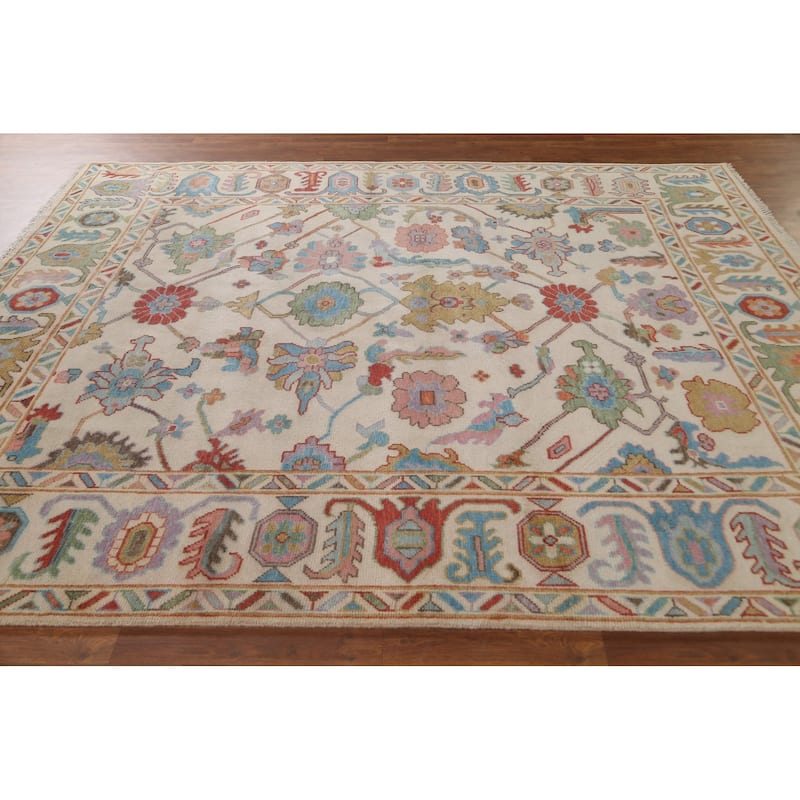 All-Over Floral Oushak Oriental Area Rug Handmade Wool Carpet - 8'2" x 9'10"