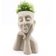 preview thumbnail 9 of 13, Speckled Beige Thoughtful Bust Head MgO Indoor/ Outdoor Statue Planter