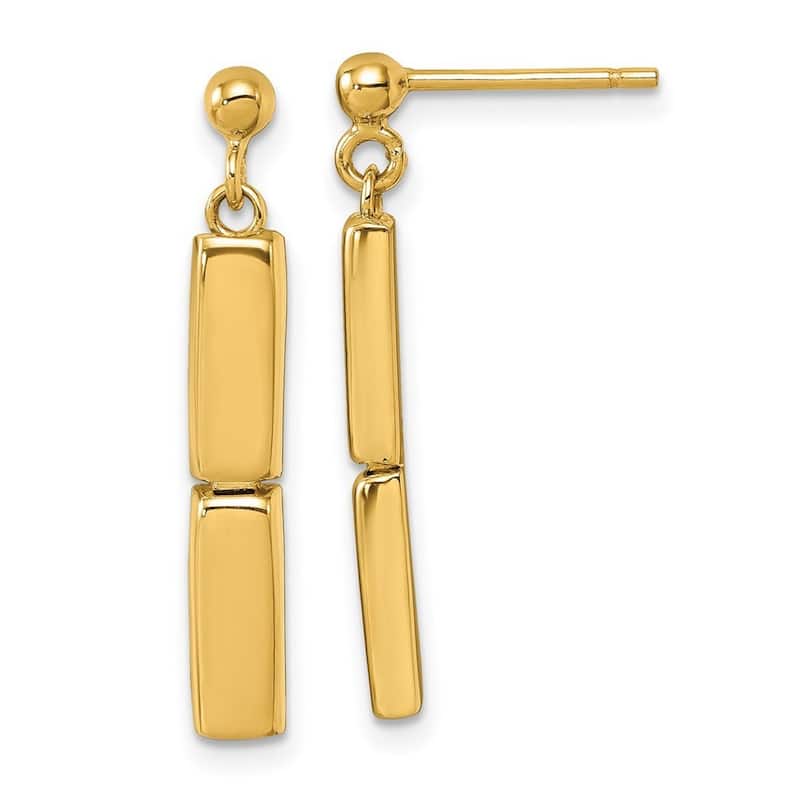 Curata 14k Yellow Gold 29x4.3mm Two Bar Dangle Post Earrings