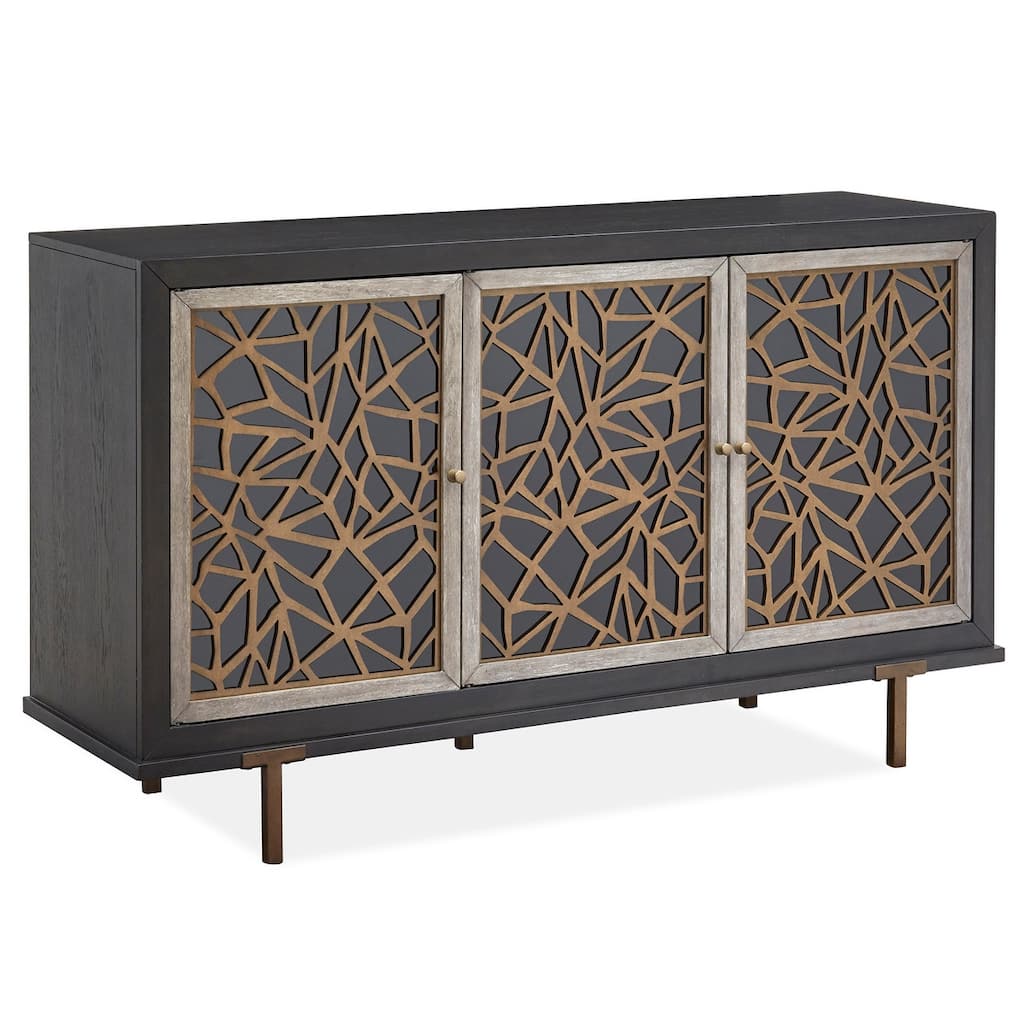 Magnussen Home Ryker Nocturn Black And Coventry Grey Server - 61.13''W x 18''D x 36''H