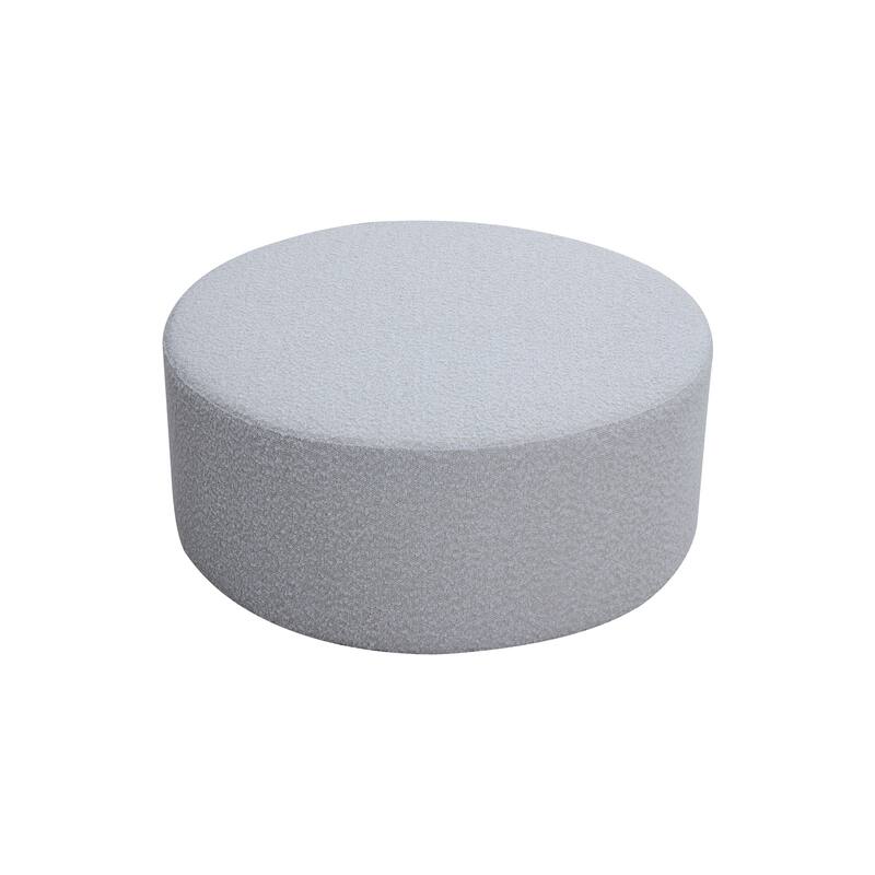 Round Coffee Table, Boucle Upholstered End Table, Functions as Side Table, Ottoman