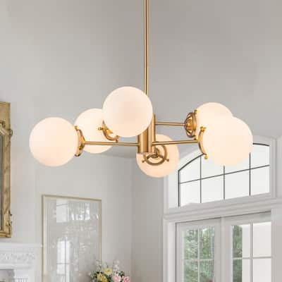 4/6-Light Modern Sputnik Globe Cluster Glass Chandelier for Dining Room