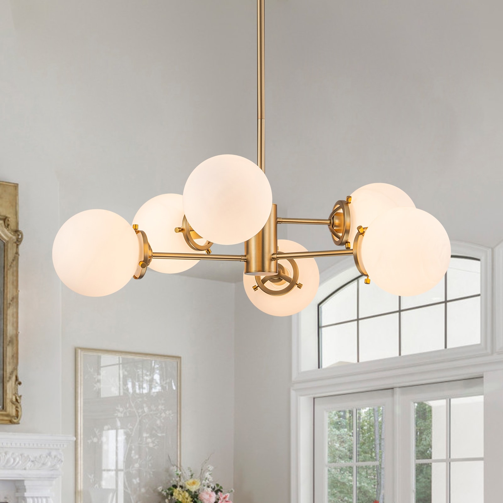 4/6-Light Modern Sputnik Globe Cluster Glass Chandelier for Dining Room