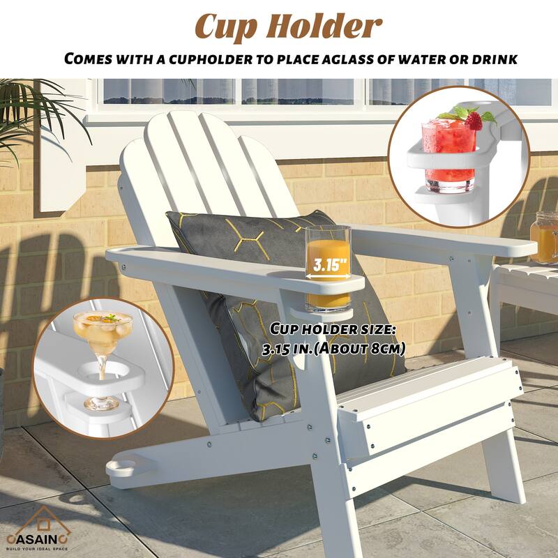 34.5 in. 5-Piece Metal Patio Fire Pit Set, Fire Pit Table and Adirondack Chairs with Cup Holder and Umbrella Holder
