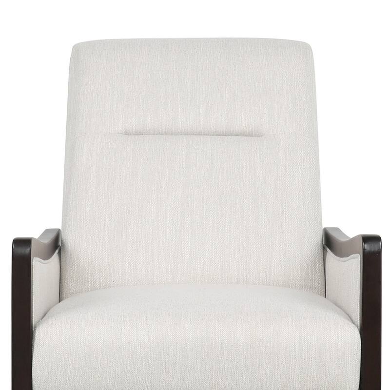 Reina Recliner Chair with Push-Back, Brown Birch Wood, Beige Fabric