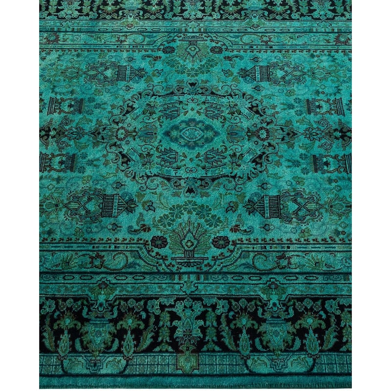 Overton Hand Knotted Wool Vintage Inspired Modern Contemporary Overdyed Blue Area Rug - 3' 2" x 5' 4"