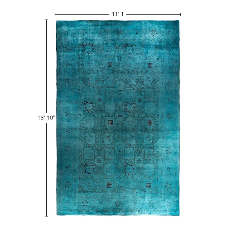 Vibrance One-of-a-Kind Hand-Knotted Area Rug - Blue, 11' 10" x 18' 10" - 11' 10" x 18' 10"