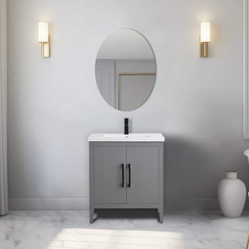 Vanity Art 20" or 24" or 30" Single Sink Bathroom Vanity Cabinet with Ceramic Top