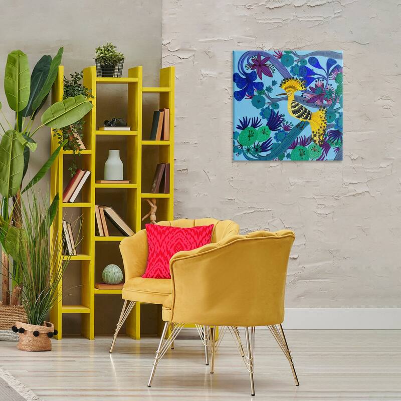 Stupell Whimsical Yellow Bird & Flowers Canvas Wall Art Design By Kay Widdowson